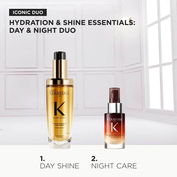 ELIXIR ULTIME HAIR OIL & NUTRITIVE 8H MAGIC NIGHT SERUM LUXURY DUO HOLIDAY GIFT SET